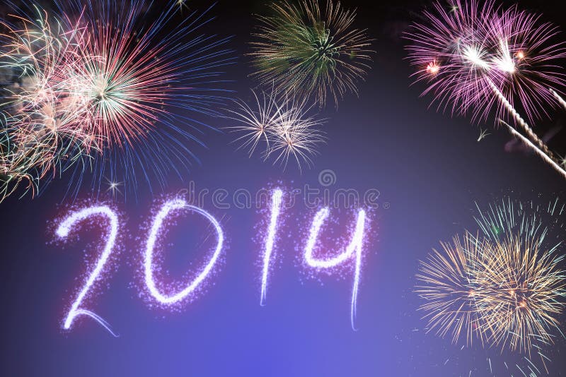 Beautiful colorful background for new years with fireworks stock photo
