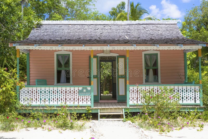 Beautiful colorful beach house at the Grand Cayman Islands