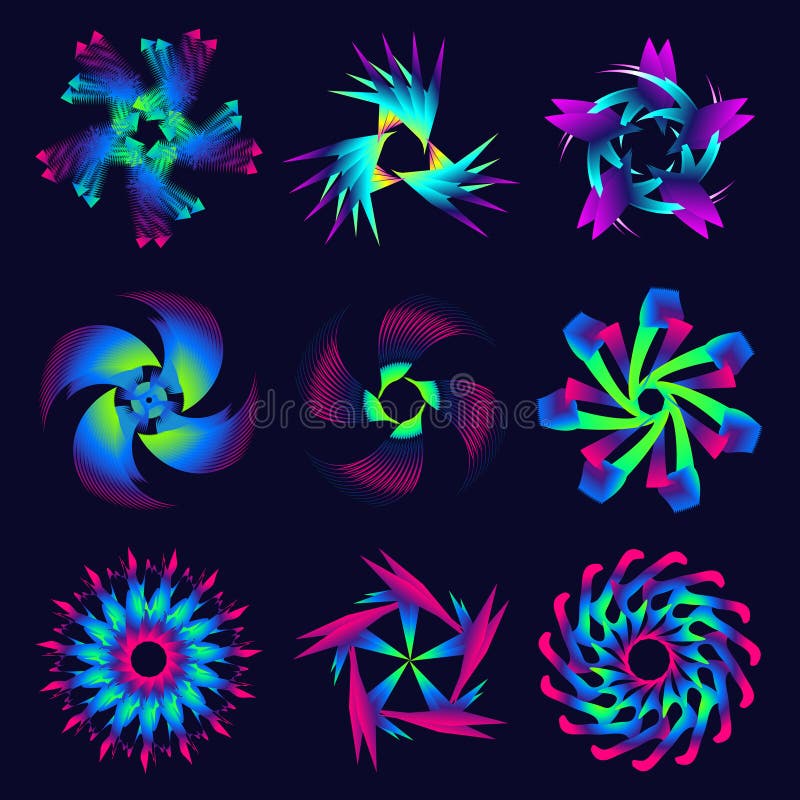 Beautiful colorful bundle of geometric star circles