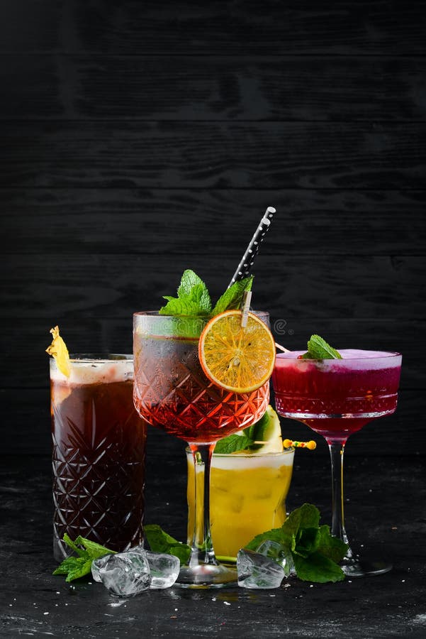 Beautiful Colorful Cocktails in the Glasses Stock Photo - Image of ...