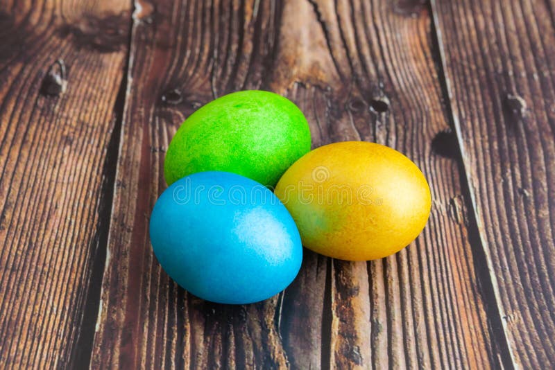 Beautiful Colorful Easter Eggs. Easter Concept On Dark Wooden ...