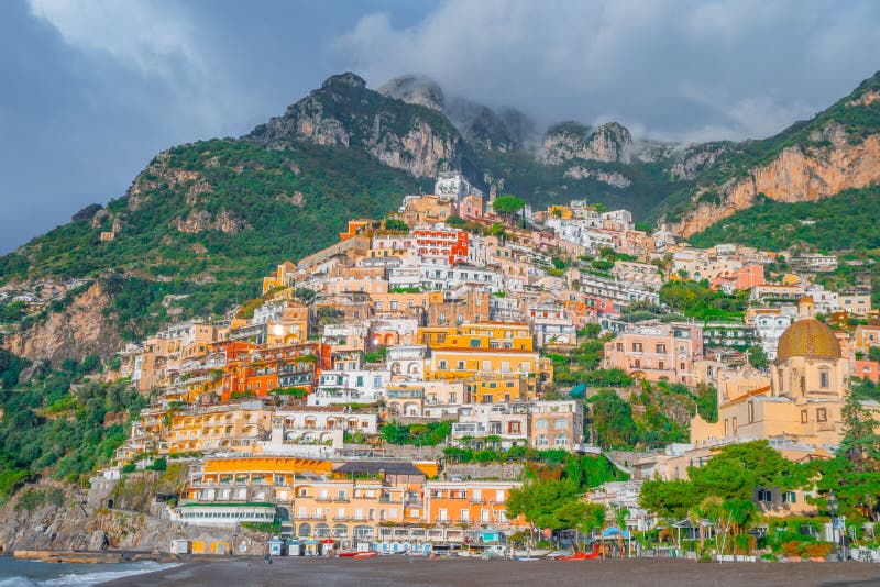 Beautiful colorful houses on a mountain in Positano, a town on Amalfi coast, Italy