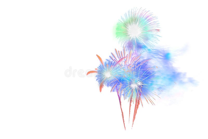 Beautiful colorful isolated firework display for celebration happy new year and merry christmas on white background stock photo Beautiful colorful isolated firework display for celebration happy new year and merry christmas on white background stock photo