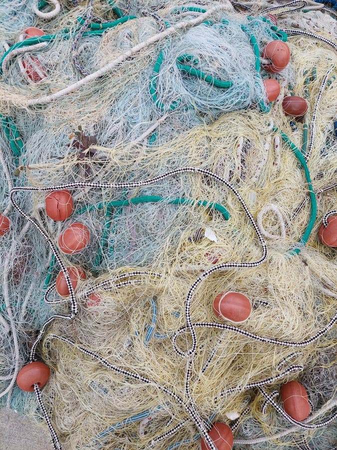 Closeups Scene with Fishing Colored Nets Stock Photo Image of