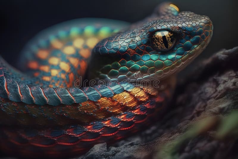Beautiful Colorful Snake, Brazilian Rainbow Boa. Neural Network AI