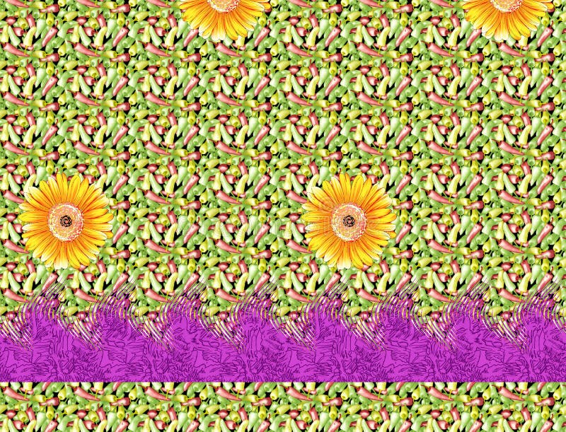 Beautiful colorful textile print design with flower and pattern