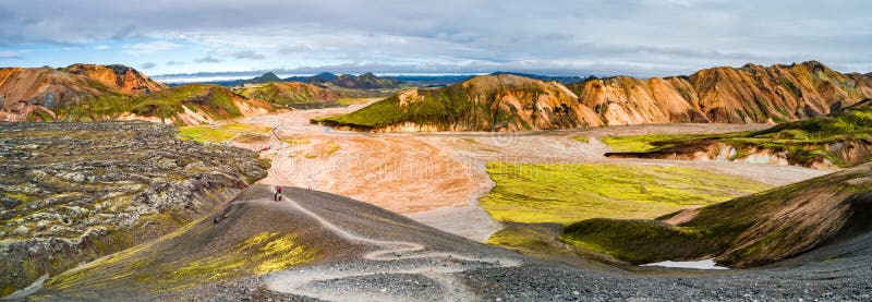 Beautiful Colorful Volcanic Mountains Landmannalaugar In Iceland Stock