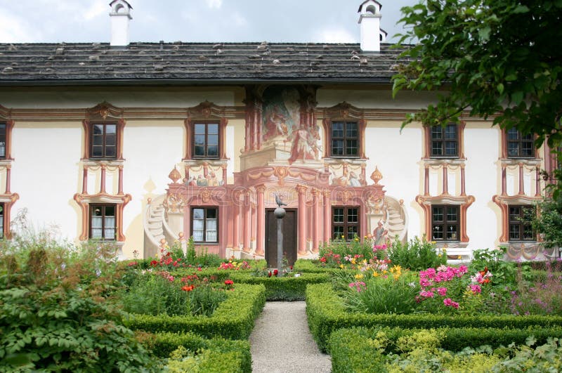 Colourful pictures on the facade wall house in Oberammergau, Germany. Colourful pictures on the facade wall house in Oberammergau, Germany