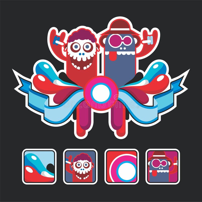 Beautiful composition with the characters and icon royalty free illustration