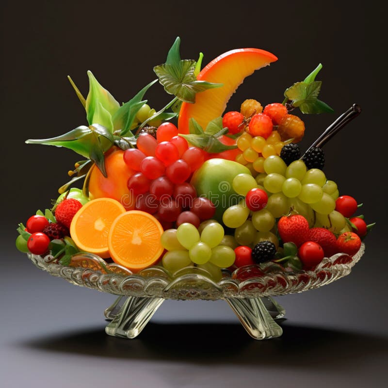 Beautiful composition with fruits in a glass vase vector illustration