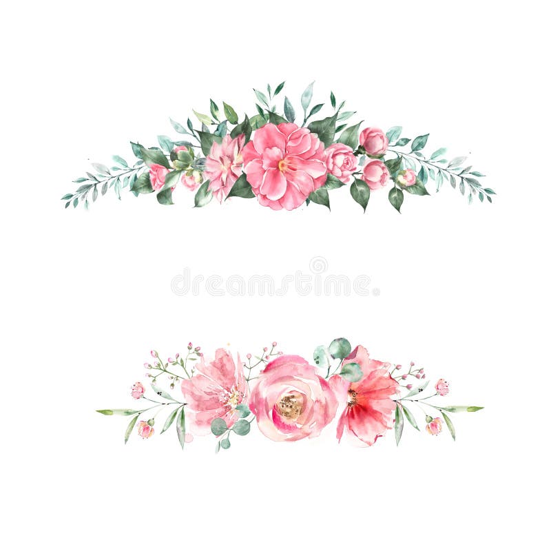 Beautiful composition of watercolor flowers and leaves. Wedding invitations, decor, cards and posters. vector illustration