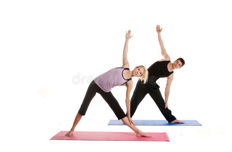 Young Woman Posing in Yoga Asana on Rubber Mat Stock Image - Image