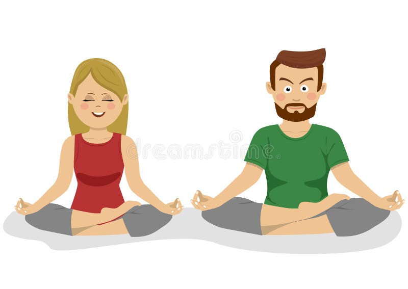 Duo Yoga Partner Meditation Relief Stock Illustration 2316034867