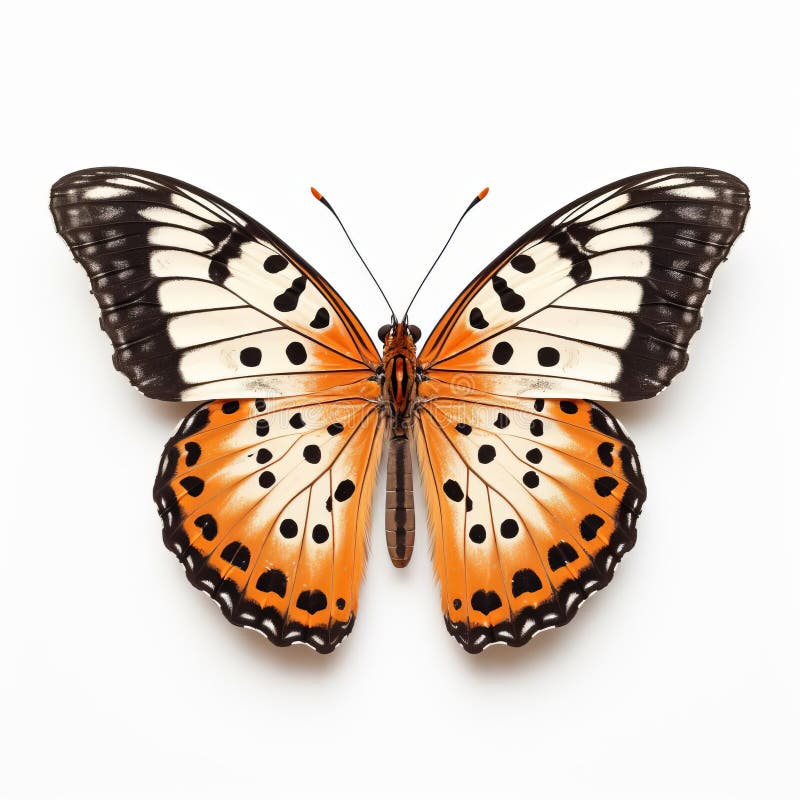 Beautiful Cream-spot Tiger Butterfly Isolated On White Background vector illustration