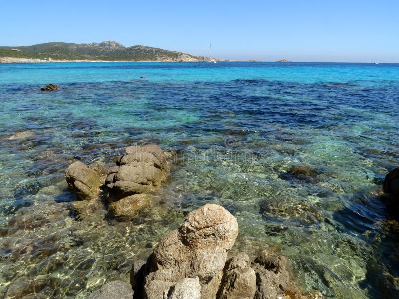 Beautiful Crystal Clear Sea Water and Beach in Sardinia Island Stock ...