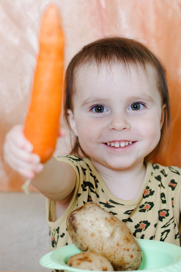 Beautiful Cute Kid with Vegetables. Stock Image Image of baby