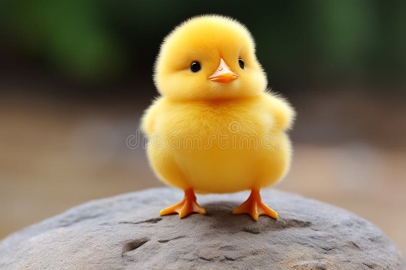 Beautiful cute little chick stands alone