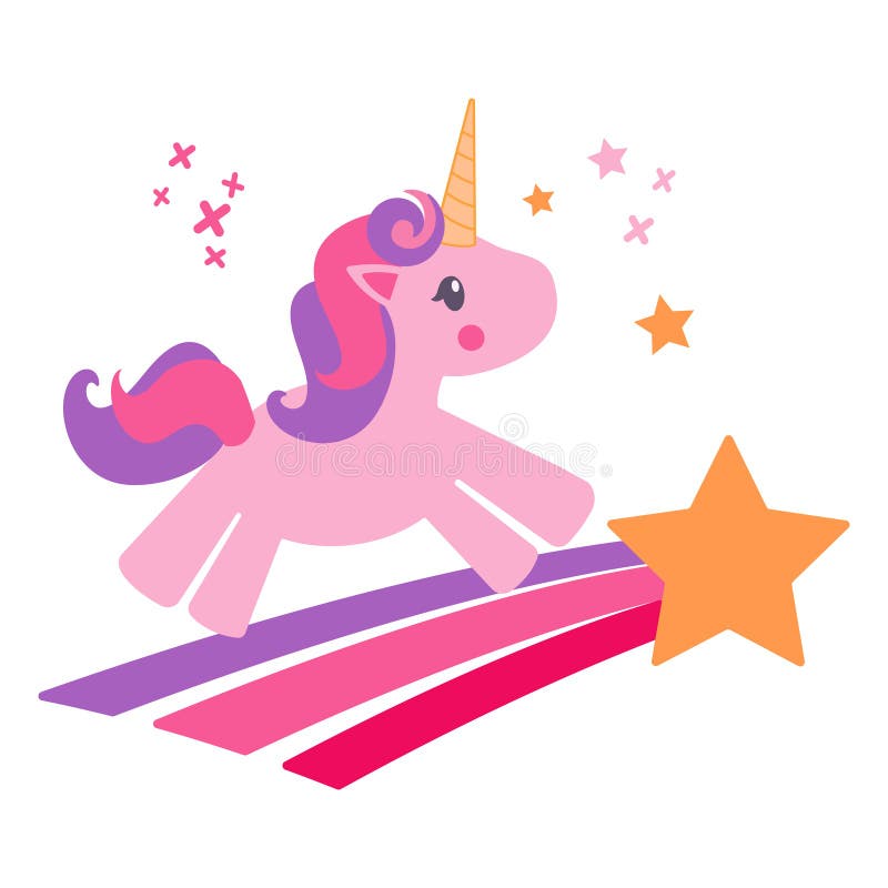 Cute Unicorn Star On Pink Background Card Stock Illustration