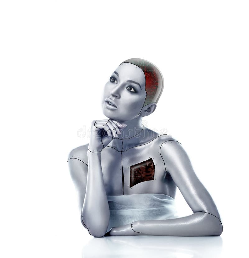 Beautiful cyber woman with selected areas royalty free stock photography Beautiful cyber woman with selected areas royalty free stock photography
