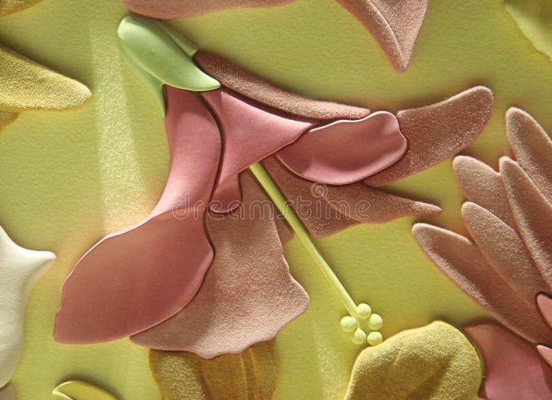 Beautiful 3D suede leather display or wallpaper with floral motifs