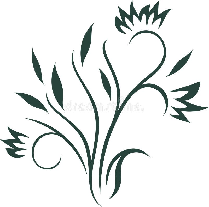 Beautiful dark green floral element. Vector vector illustration