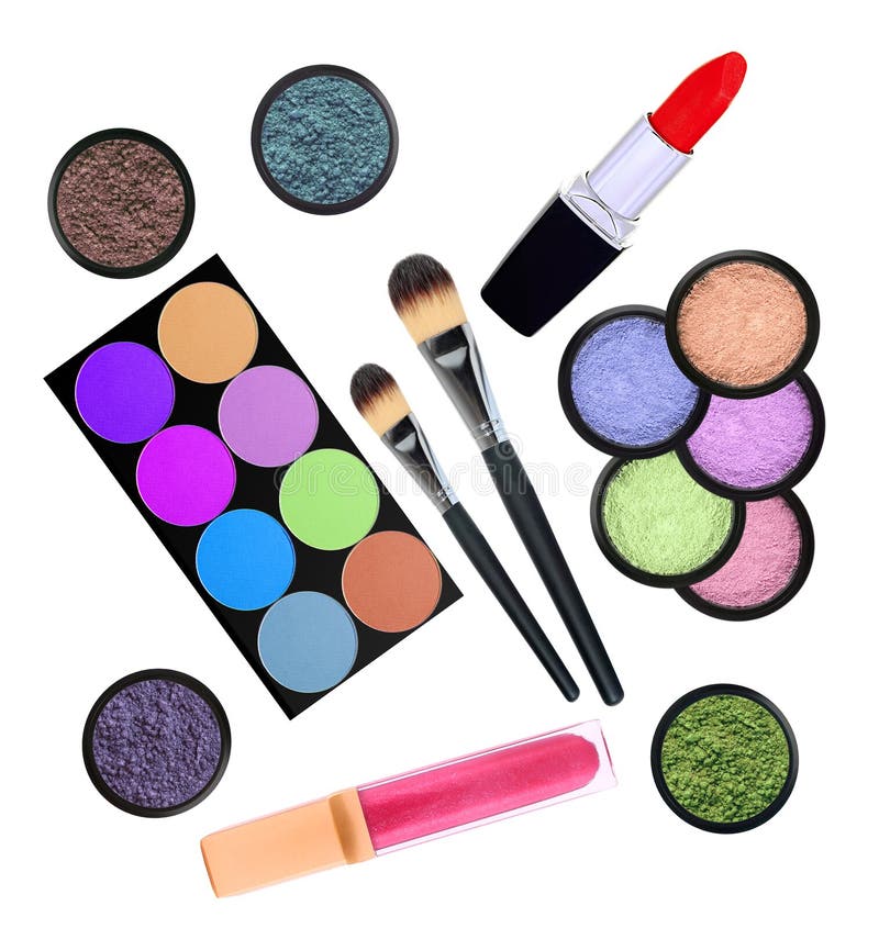 Beautiful Decorative Cosmetics, Isolated on White Stock Image Image of blue, applicator 51188933