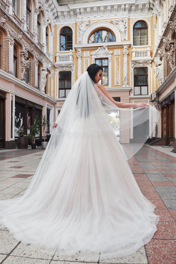 Bride Near The Castle Bride In A Wedding Dress Near The Castle In The