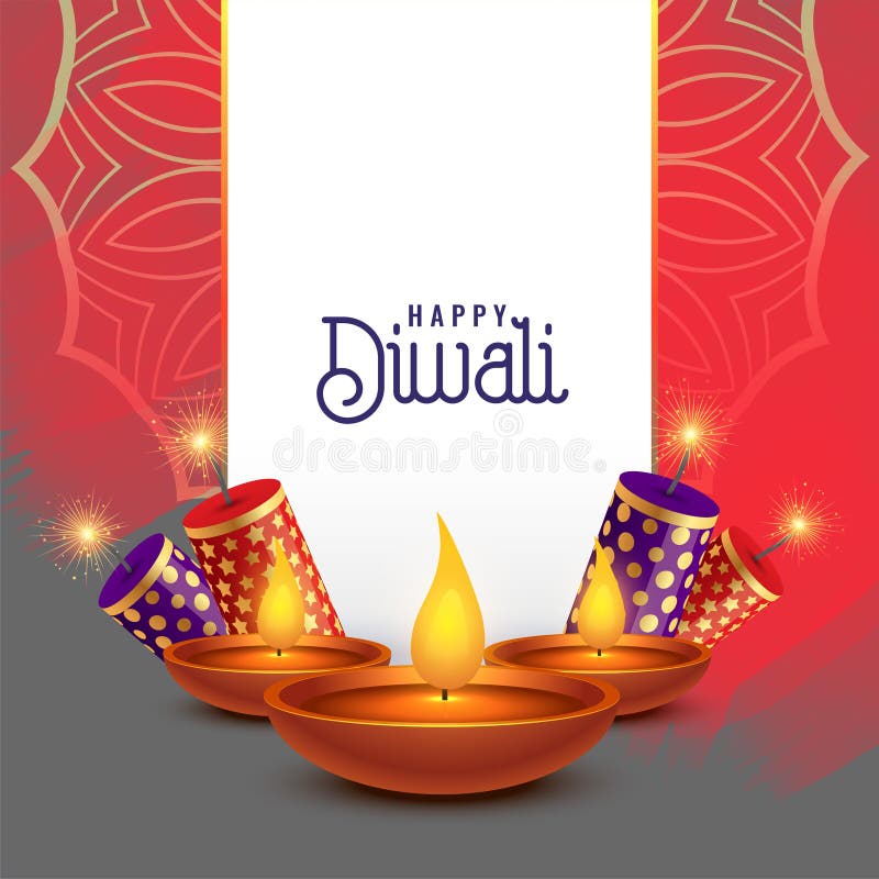 Beautiful diwali card design with crackers.