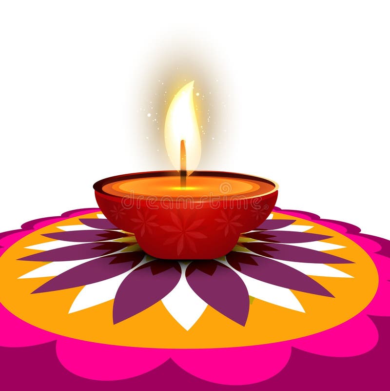 Beautiful Diwali Diya Art Rangoli Stock Vector Illustration Of Glow