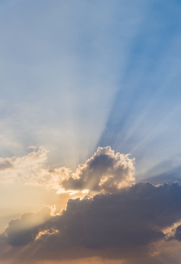 Dramatic Sky Clouds with Light Rays at Sunset. Natural Landscape for ...