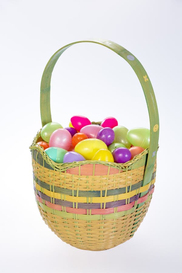 Beautiful Easter Basket with Plastic Eggs Stock Photo Image of