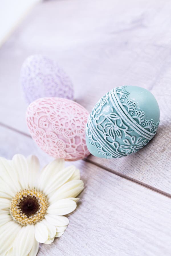 Beautiful Easter Egg Decoration Colorfull Eggs Seasonal Pastel Stock ...