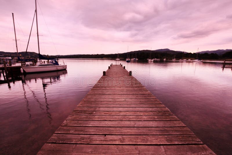 Beautiful evening at the lake Windermere stock photos