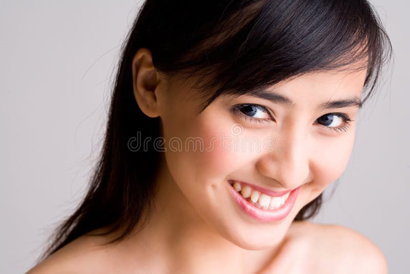 Beautiful eyes of asian women smiling