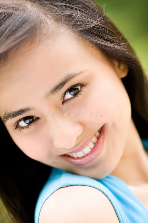 Beautiful eyes of asian women smiling