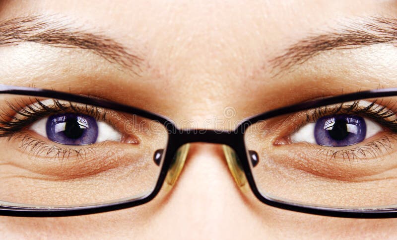 Beautiful eyes and glasses stock photography