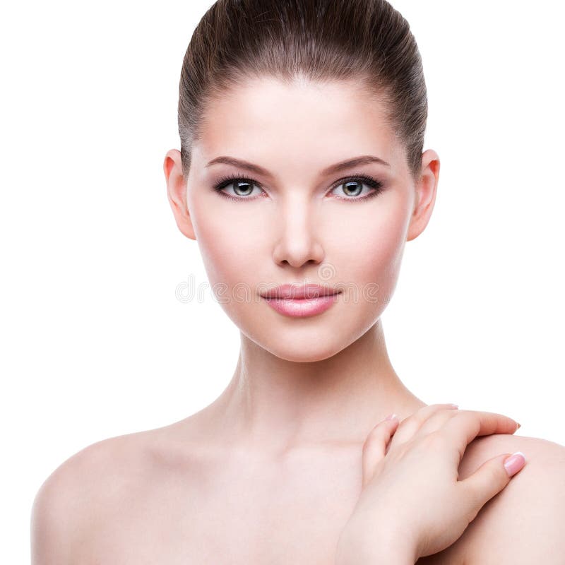 Beautiful face of the young pretty woman with fresh skin royalty free stock image Beautiful face of the young pretty woman with fresh skin royalty free stock image