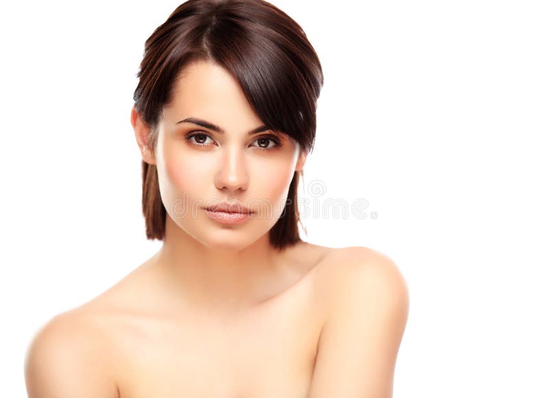 Beautiful Face of Young Woman with Clean Fresh Skin