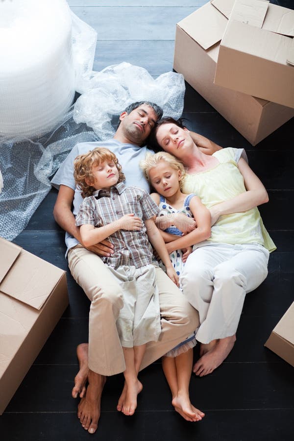 Beautiful Family Sleeping on the Floor Stock Image Image of mortgage, mobile 9756735