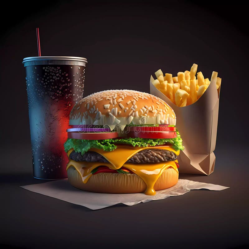 Beautiful Fast Food Background for Art Design. Burger and Cola Stock ...