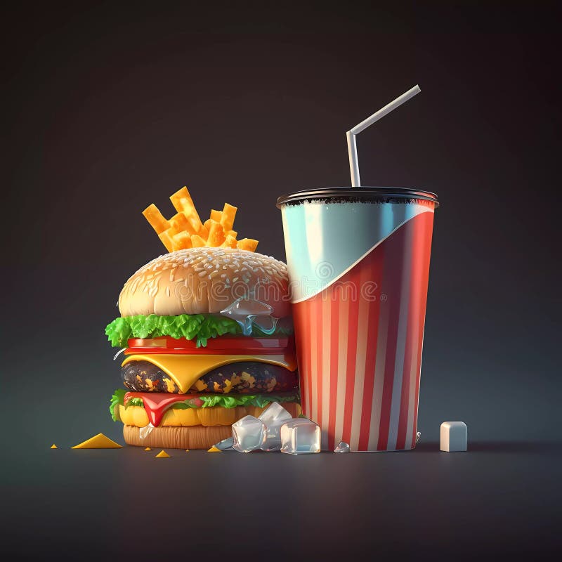 Beautiful Fast Food Background for Art Design. Burger and Cola Stock ...