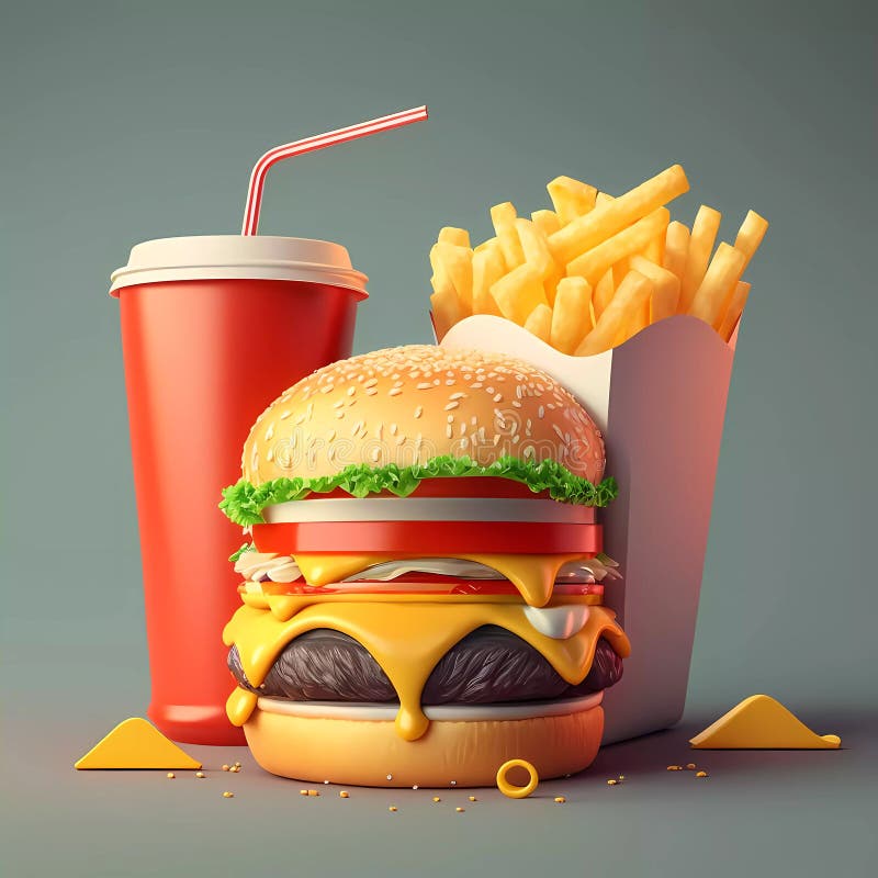 Beautiful Fast Food Background for Art Design. Burger and Cola Stock ...