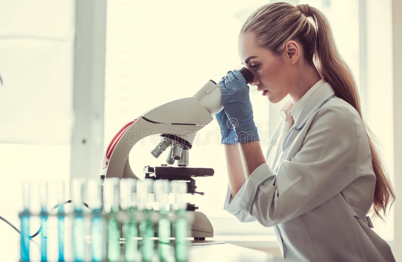 Beautiful Female Doctor In Laboratory Stock Image - Image of education ...