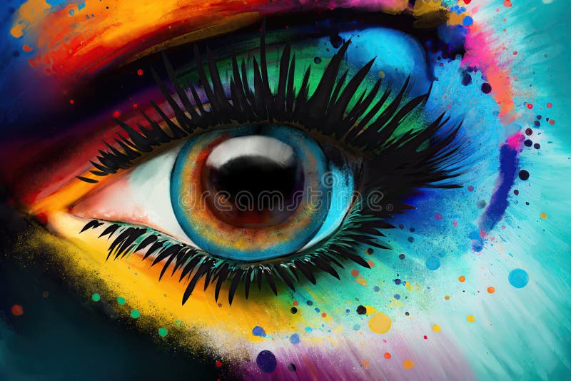 Beautiful female eye with abstract splashy makeup