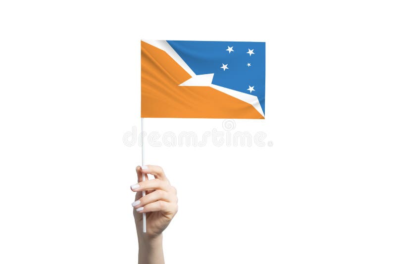 Beautiful Female Hand Holding Argentine Antarctica Flag On White Background Stock Image Image 