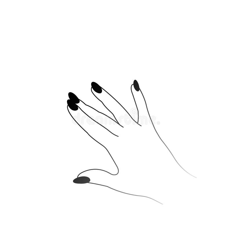 Beautiful Female Hand Pose Black Outline Vector Illustration, One Line ...