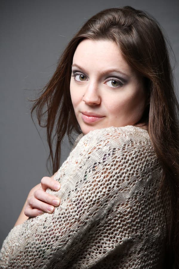 Beautiful Female Model Wearing Sweater Stock Photo - Image of warm ...