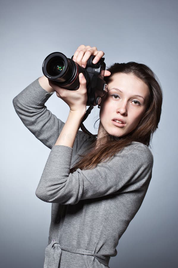 Beautiful Female Photographer Stock Image - Image of photographer