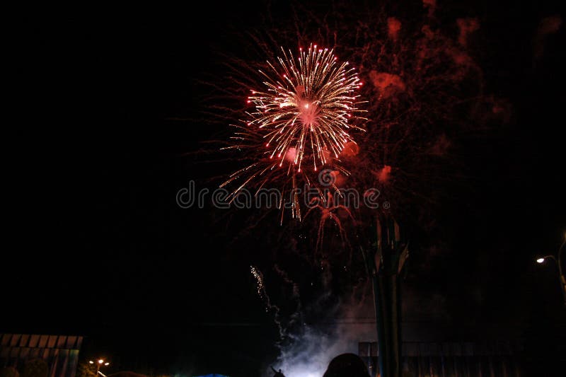 Beautiful fireworks. light up the sky, celebration fireworks stock photo