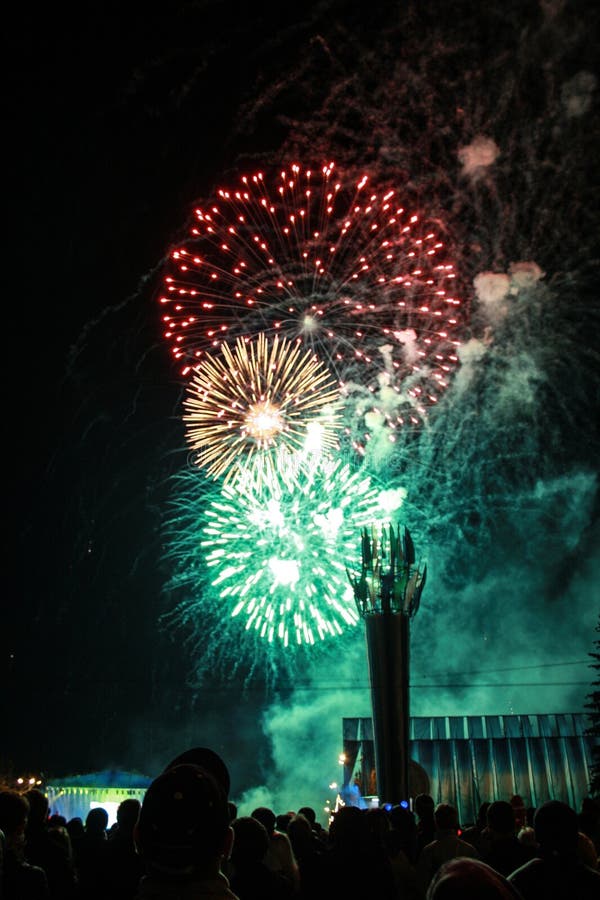 Beautiful fireworks. light up the sky, celebration fireworks stock photo